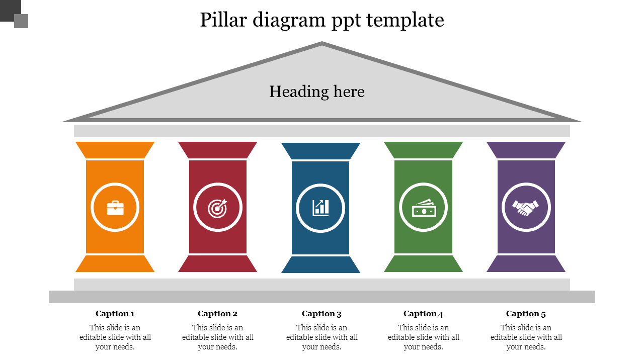 Five Node Pillar Diagram PPT Template Presentation